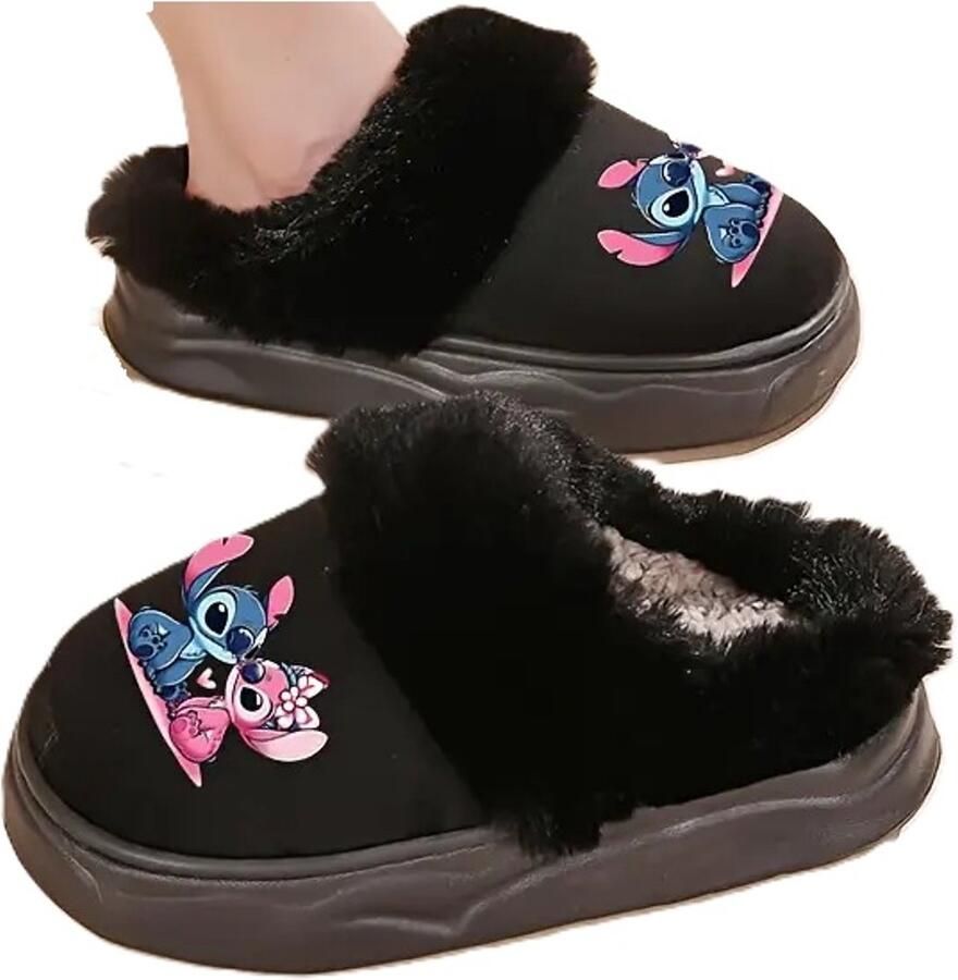 Disney Stitch huissloffen sloffen pantoffels pluche zwart