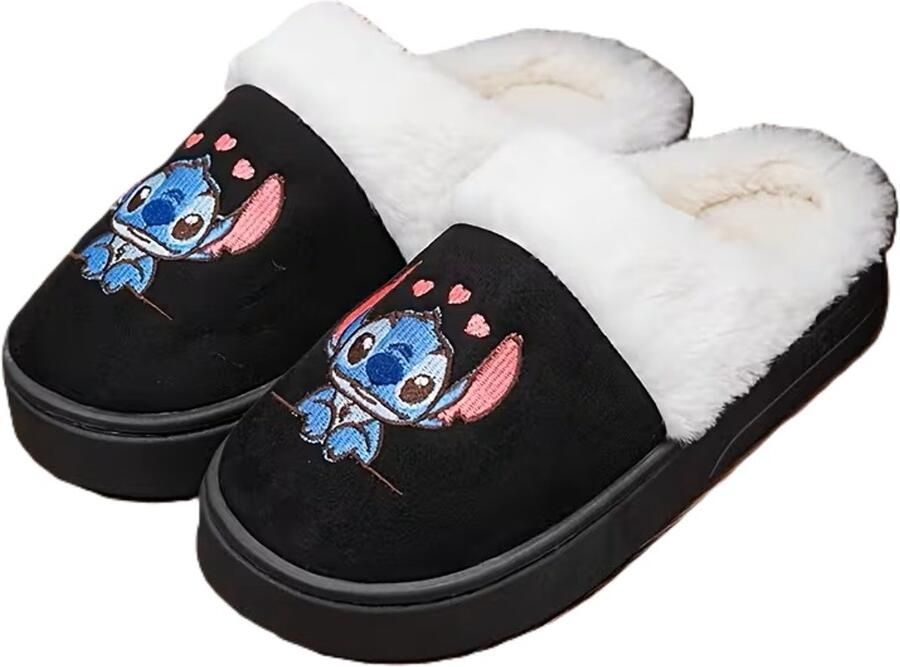 Disney Stitch huissloffen sloffen pantoffels pluche zwart