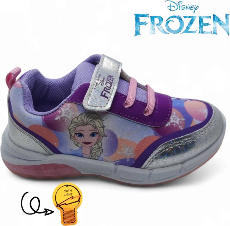 Disney Frozen schoenen met lichtjes voor velcro klittenbandsluiting sneakers sportschoenen lila paarse kinderschoenen Elsa & Anna ledlicht