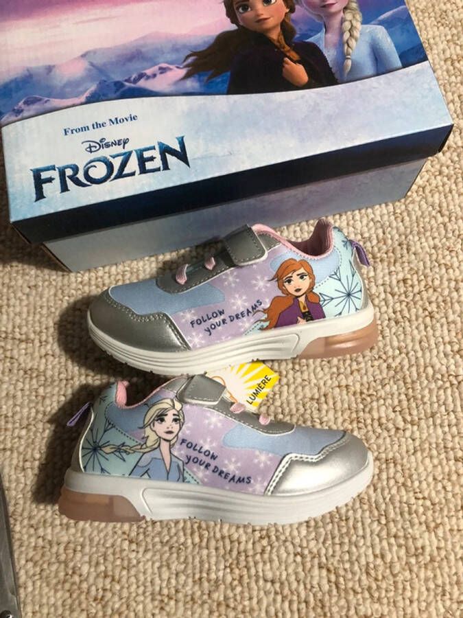 Disney Frozen sneakers schoenen Elsa Anna licht klittenband lila blauw
