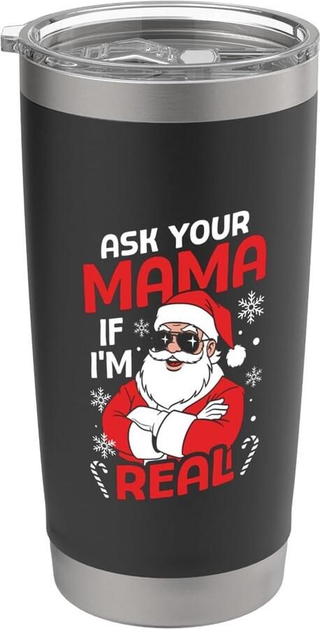 Dit een echte grappige kerstman dubbelwandige thermosbeker?