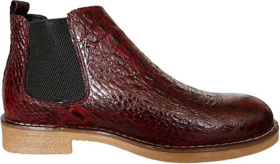 Online Express Leren schoenen- Heren Laarzen- Chelsea boots- Heren schoenen- Exclusief Stoere Mannen laarzen- Enkellaarsje 508- Leather- Bordeaux
