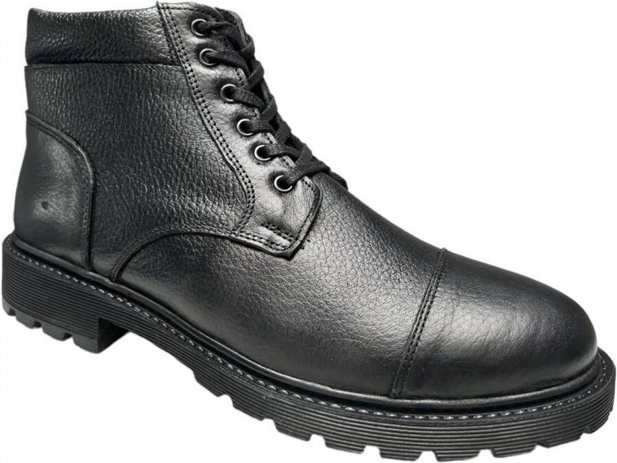 Heren Veterboots Comfort Veterschoenen met ritssluiting 1044 LEATHER Zwart