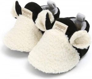 Lieve warme baby slofjes schoentjes met anti slip zooltjes 0 6 maanden. Wit zwart lichtblauw