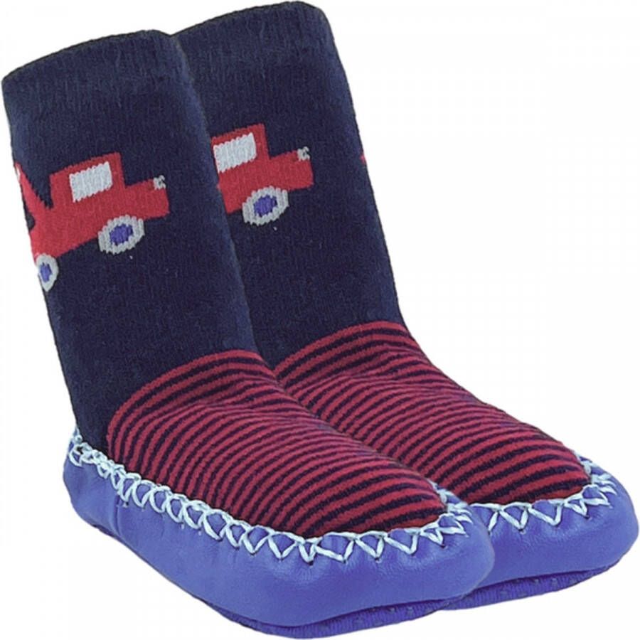 Merkloos Sans marque Baby Slofjes Jongens Pantoffels Autootjes Marineblauw Rood