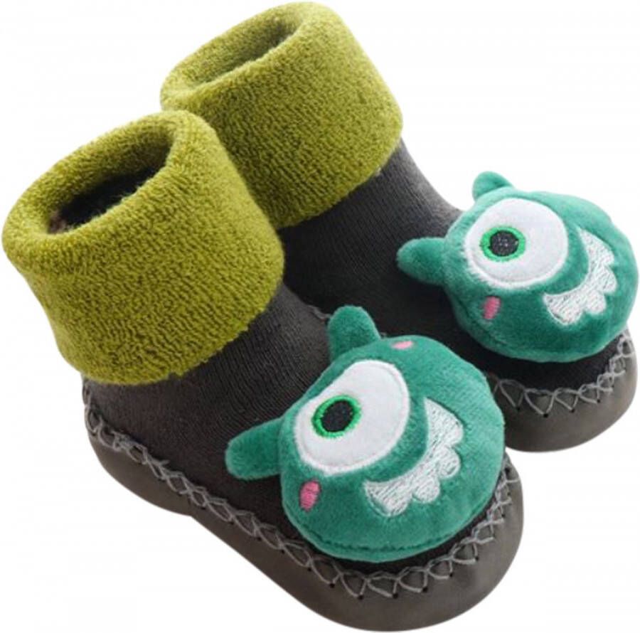 Merkloos Sans marque Babyslofjes Monstertje Mintgroen | 0 1 Jaar | Anti slip | Gevoerd | en