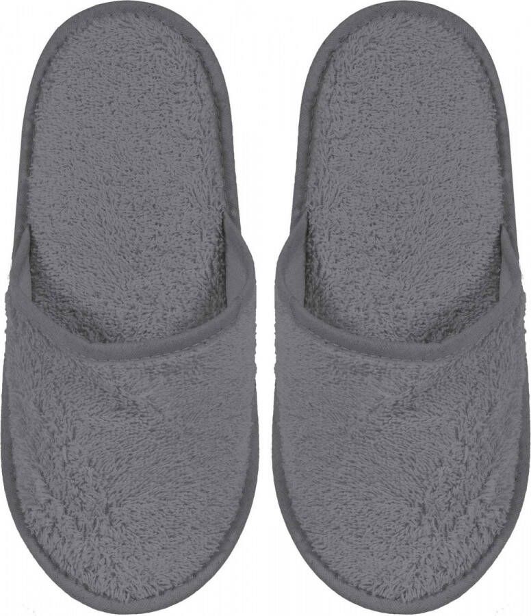 Merkloos Sans marque Badslippers Badstof Uni Pure met Zool Antraciet col