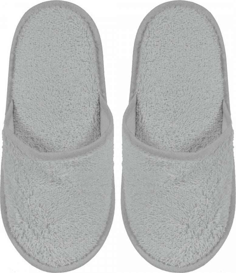 Merkloos Sans marque Badslippers Badstof Uni Pure met Zool Lichtgrijs col