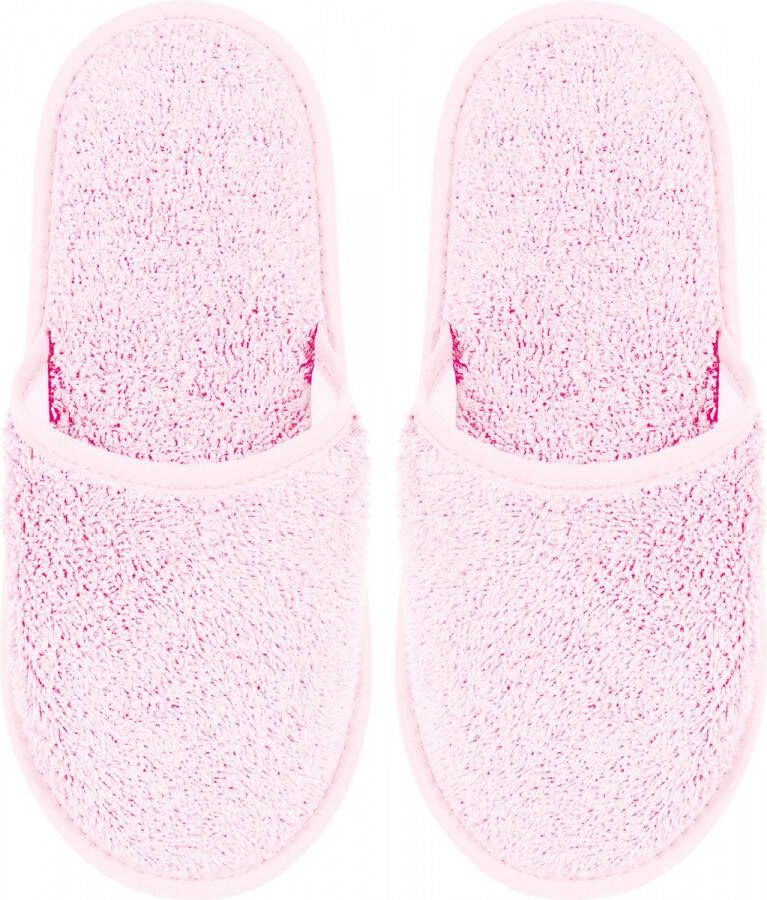 Merkloos Sans marque Badslippers Badstof Uni Pure met Zool Roze col