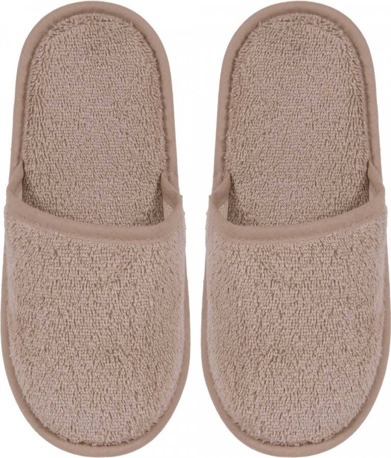 Merkloos Sans marque Badslippers Badstof Uni Pure met Zool Taupe col