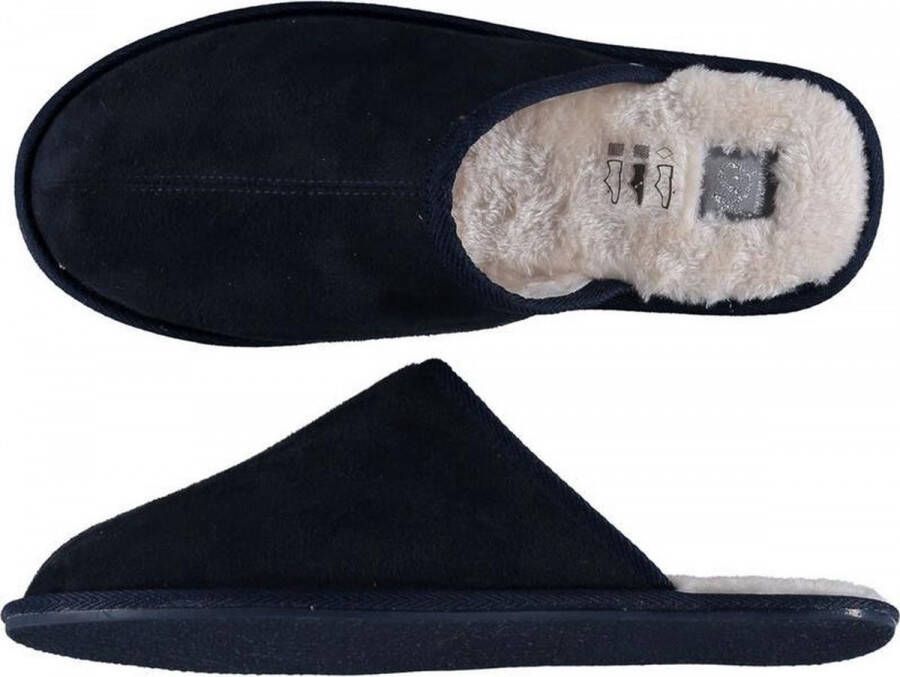 Apollo Heren instap sloffen pantoffels laag donkerblauw