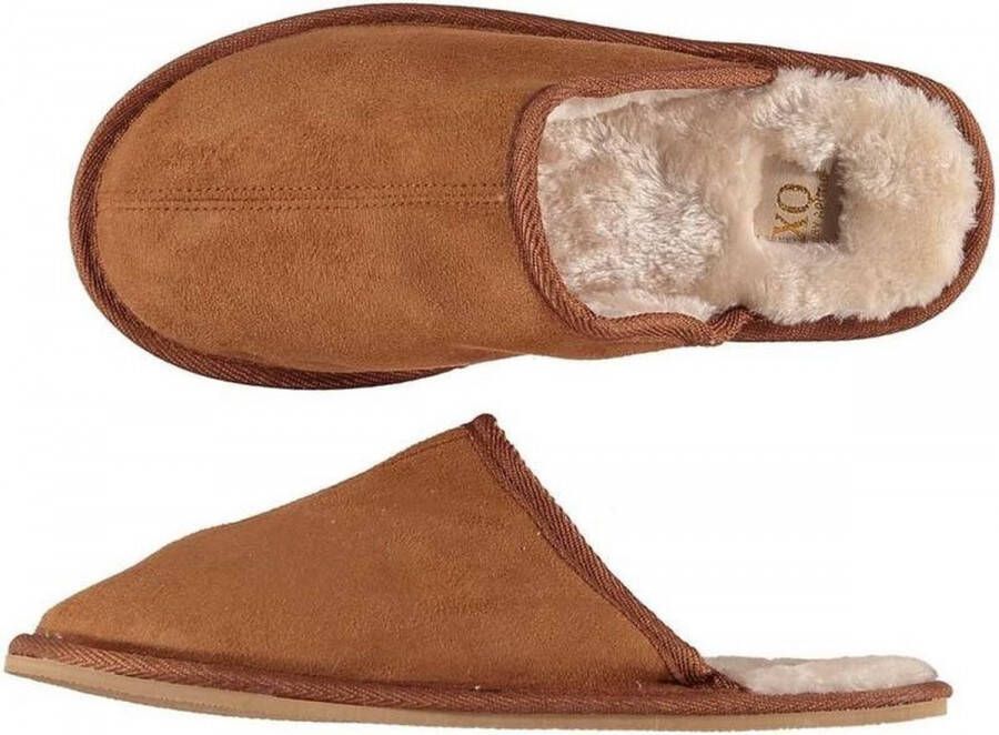 Merkloos Sans marque Instap sloffen pantoffels Heren Cognac bruin