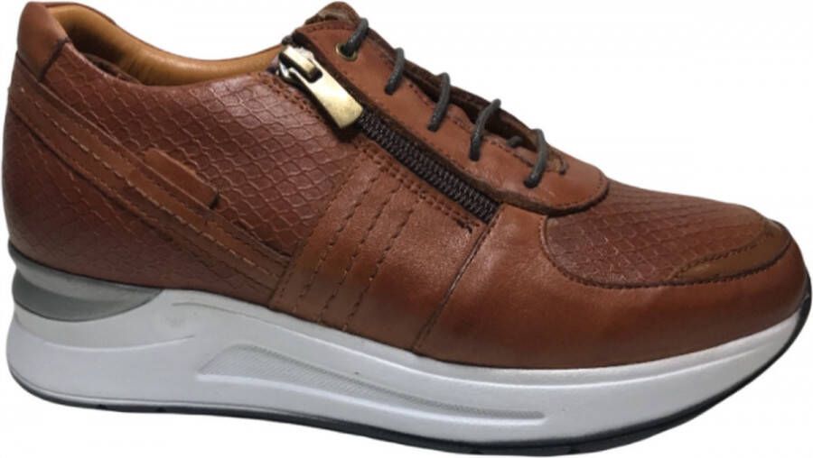 Manlisa cognac rits veter snake lederen comfort lederen sneakers W132