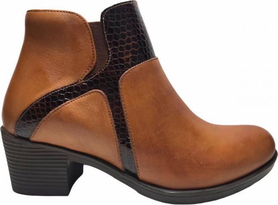 Merkloos Sans marque manlisa snake 5.5 cm haklaarsje W232 7003 camel dk bruin