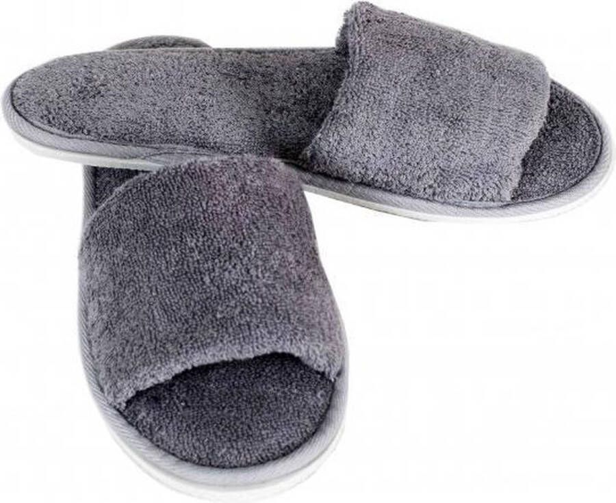 Open Sauna Slippers Grijs37-38 badslippers hotel wellness slippers badstof slippers met anti slipzool
