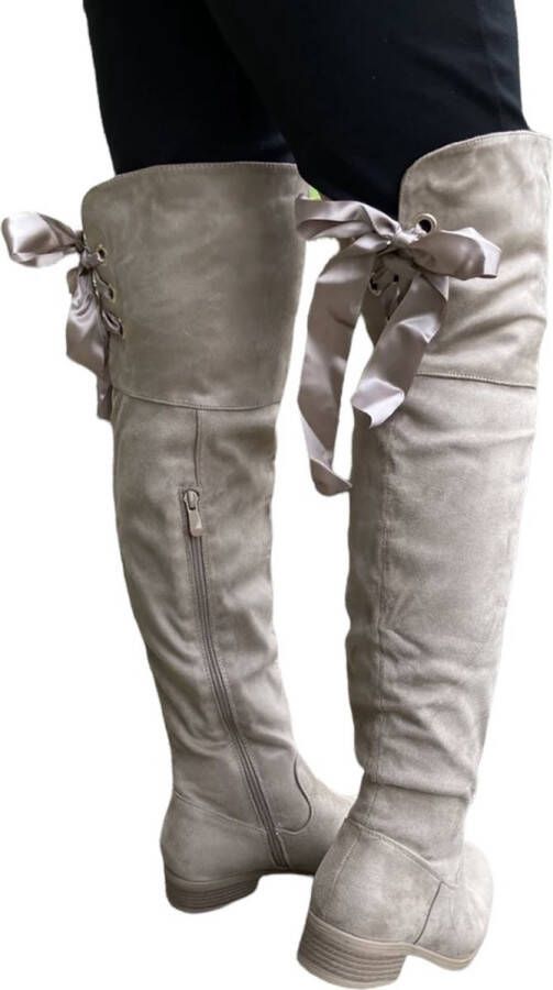 Laarzen cowboyboots imitatiesuède met uitsnedes camelkleurig