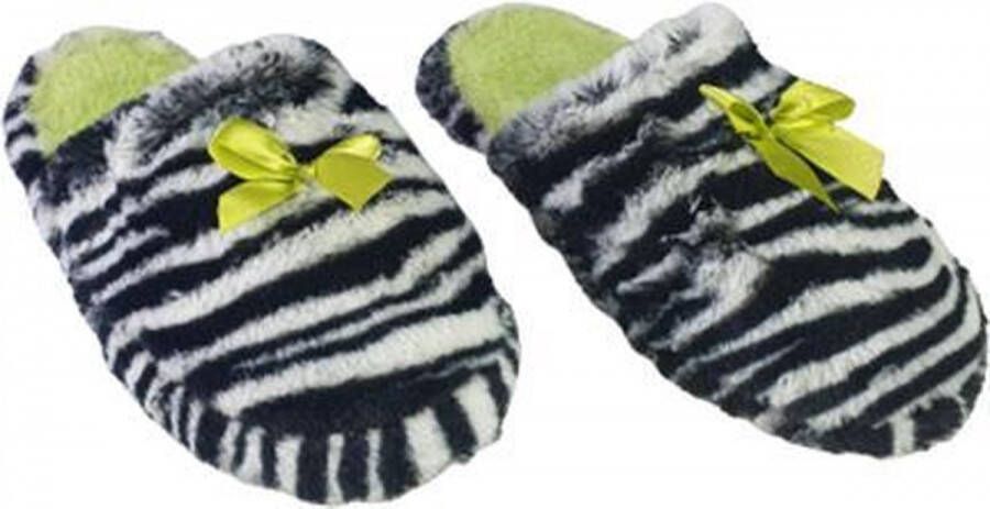 Merkloos Sans marque Pantoffels Laagmodel Wit Zwart Zebra Wol