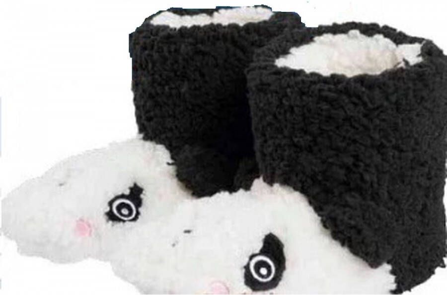 Merkloos Sans marque Schattige zachte en warme pantoffels Panda Zwart Wit Polyester Kunststof