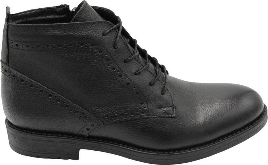 Online Express Heren laarzen- Desert boots- Veterschoenen met ritssluiting 1030- Leer- Zwart