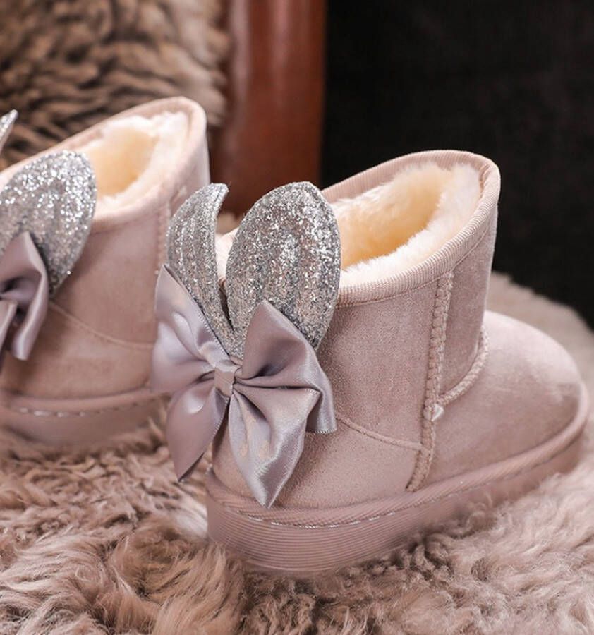 Merkloos Sans marque Taupe kinder laarsjes boots | glitter konijnen oren