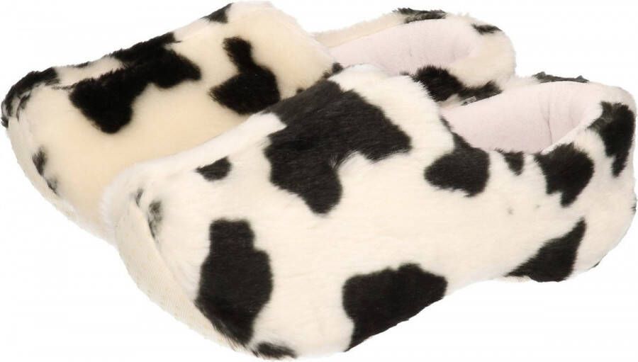 Pluche klompen pantoffels sloffen met koeien print voor kinderen Koeienvlekken klompsloffen klomppantoffels