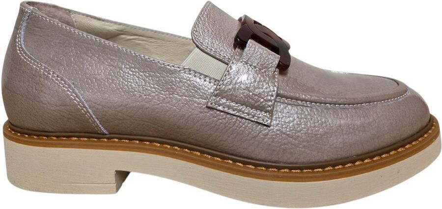 DL Sport 7030 Svezia Tasso Elast 60 Pan Instapper Licht Taupe Lak Leer Dames Taupe