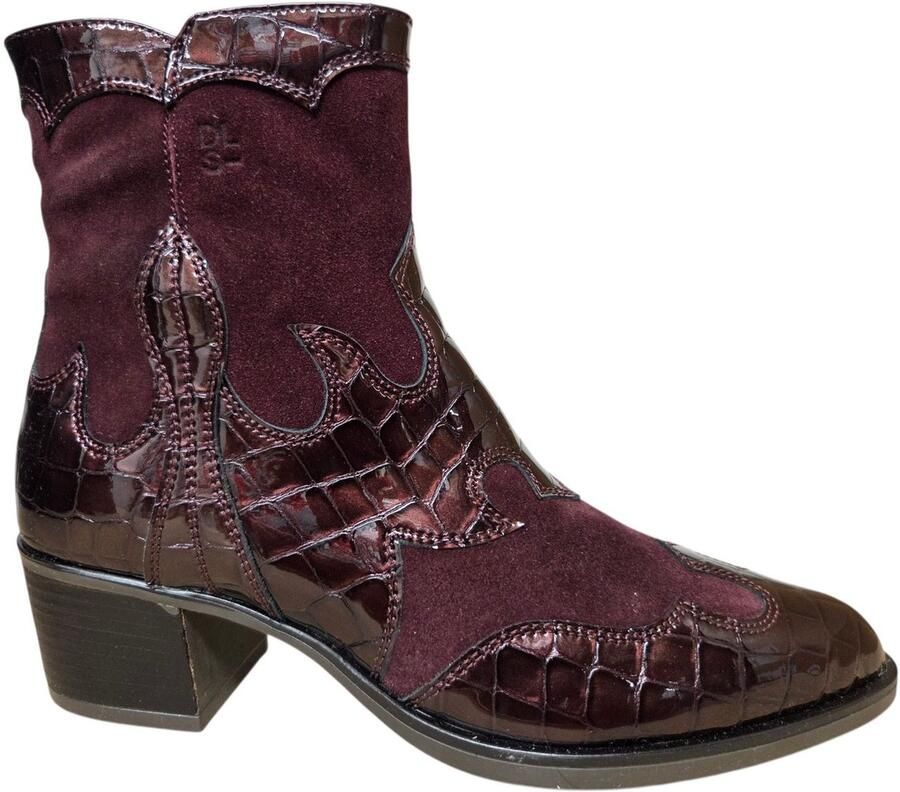 DL Sport 7230 738 04 Navajo TDM Enkellaarzen Aubergine Suede en Lak Dames Aubergine