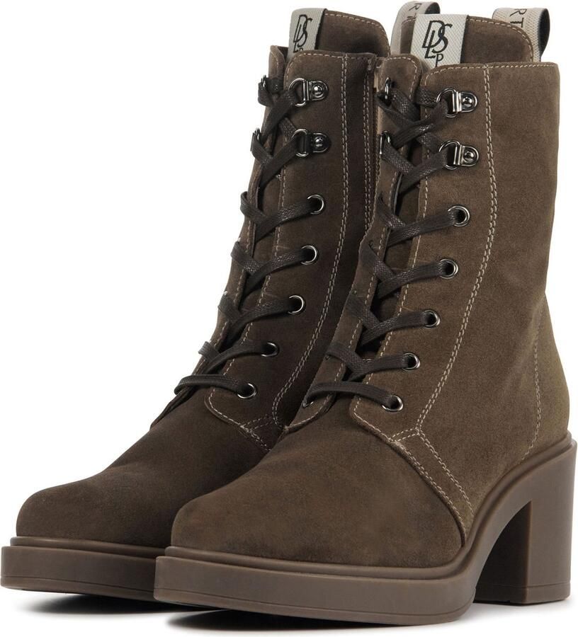 DL SPORT Enkellaarsjes Dames 5549 Maat: 41 Materiaal: Leer Kleur: Taupe