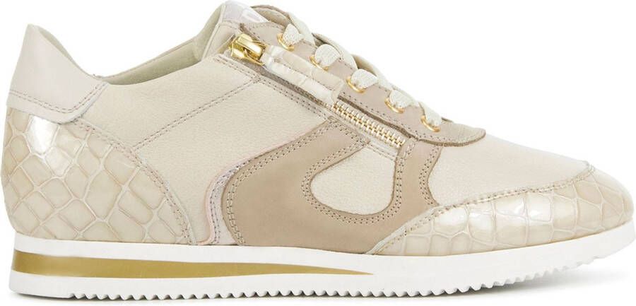 DL SPORT Lage Sneakers Dames 6251 Print Maat: 41 Materiaal: Leer Kleur: Beige