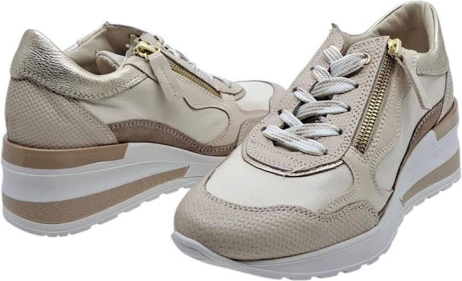 DLSport DL Sport 6999 Trevia Beige Sneaker met sleehak