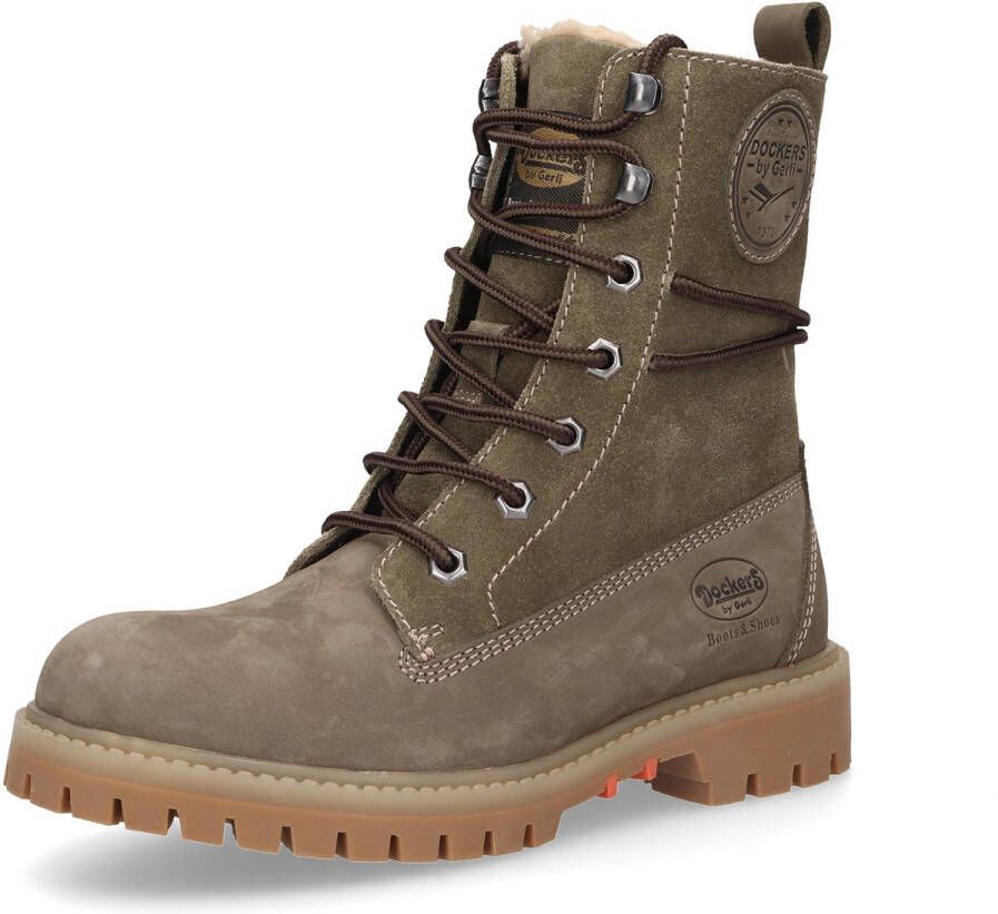 Dockers by Gerli Schnürboots Geveterde laarzen groen Leer Dames Rock wear