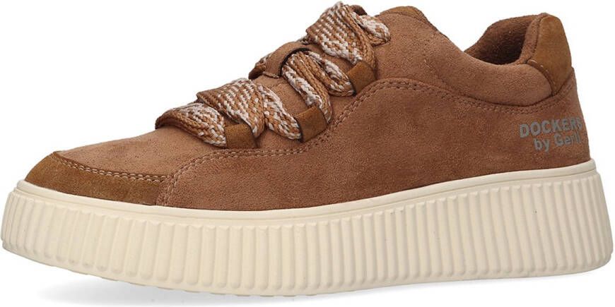 Dockers by Gerli dames plateau sneaker 55KJ204-772300 veterschoen bruin