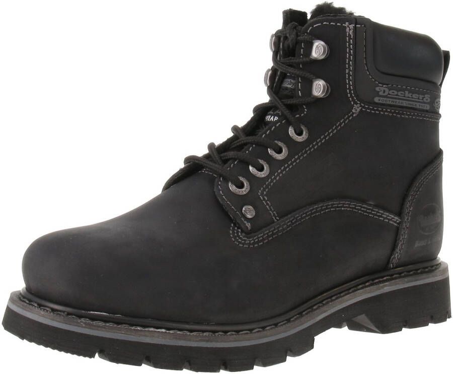 Dockers by Gerli Heren Winter Laarzen Schoenen Boots Gevoerd Leer Zwart 23DA104
