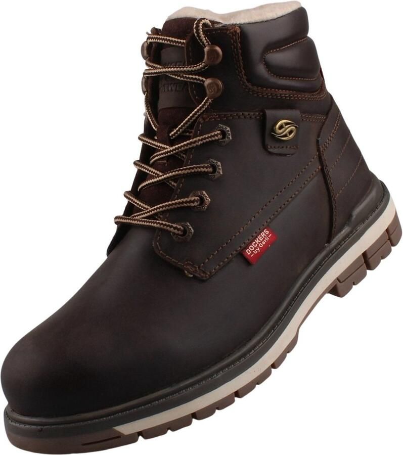 Dockers by Gerli Boots Heren Gevoerde Winterlaarzen Boots Leer Bruin 43LU110
