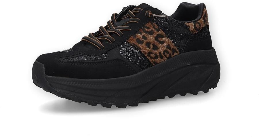 Dockers by Gerli Dames Animal Sneakers Low Black Brown