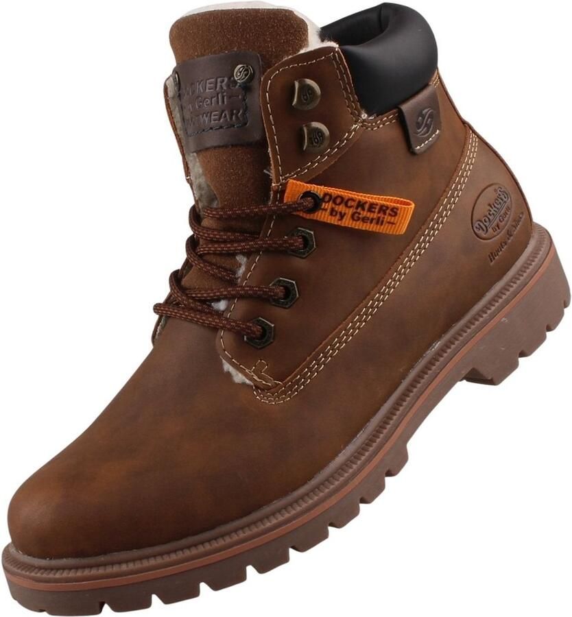 Dockers by Gerli Veterschoenen Worker boots veterlaarzen met schachtrandvulling