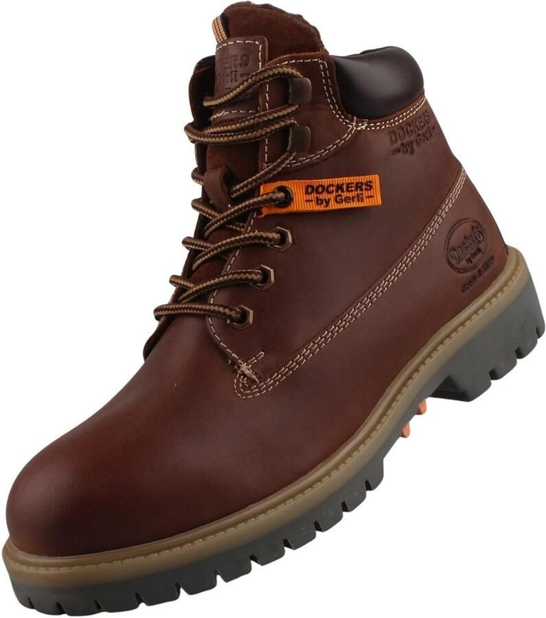 Dockers by Gerli dames leren enkellaars bruin gevoerd