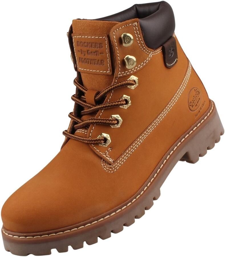 Dockers by Gerli Dockers dames leren enkellaarsjes geel (Golden Tan) 59ML901