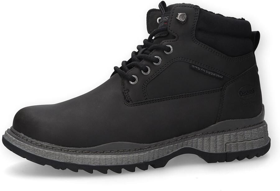 Dockers by Gerli Dockers heren enkellaarsjes met voering en vetersluiting 57AL102-650100 zwart
