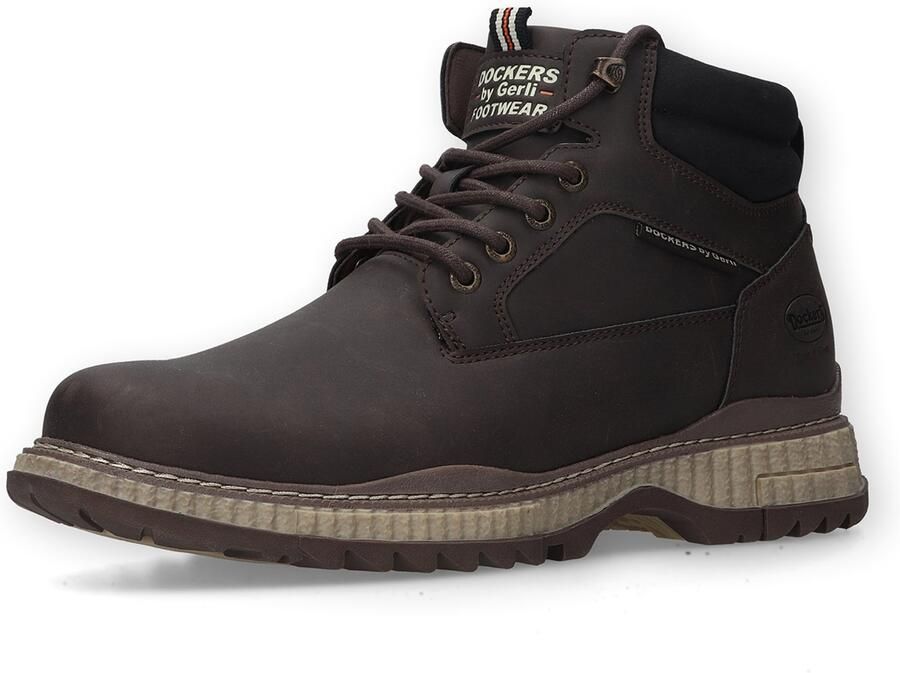 Dockers by Gerli Dockers heren enkellaarsjes met voering en vetersluiting 57AL102-650360 chocolate