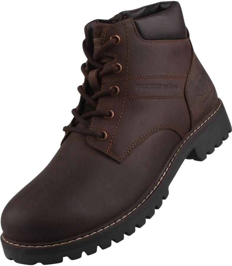 Dockers by Gerli Dockers heren leren enkellaarsjes donkerbruin 57IR002