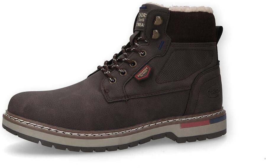 Dockers by Gerli Dockers Heren Veterlaarzen Gevoerd Vetersluiting Rits donkerbruin