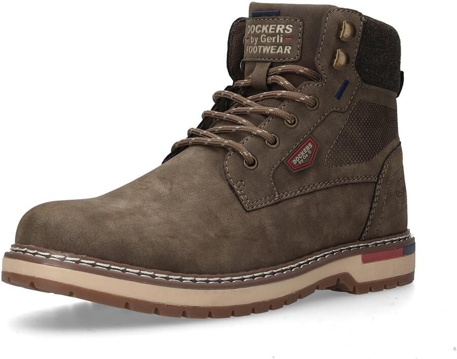Dockers by Gerli Dockers Heren Veterlaarzen Gevoerd Vetersluiting Rits Khaki