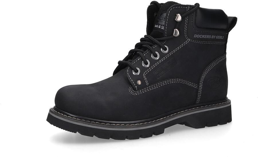 Dockers by Gerli Zwarte boot Geveterde laarzen zwart Leer Biker Industrial Rock wear - Foto 3
