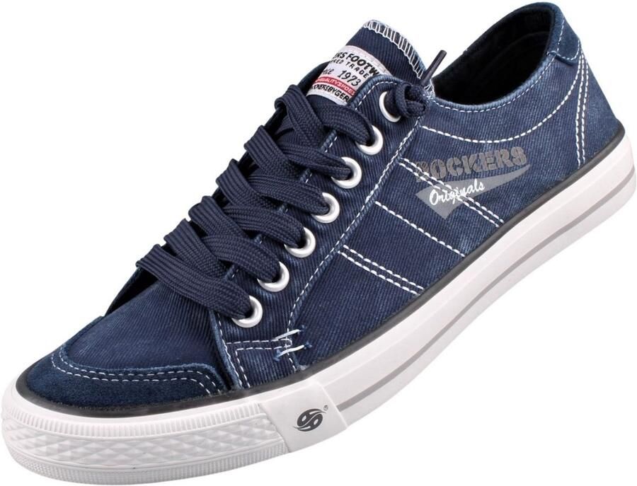 Dockers by Gerli Slip-on sneakers vrijetijdsschoen retro sneaker fake veters in coole jeanslook