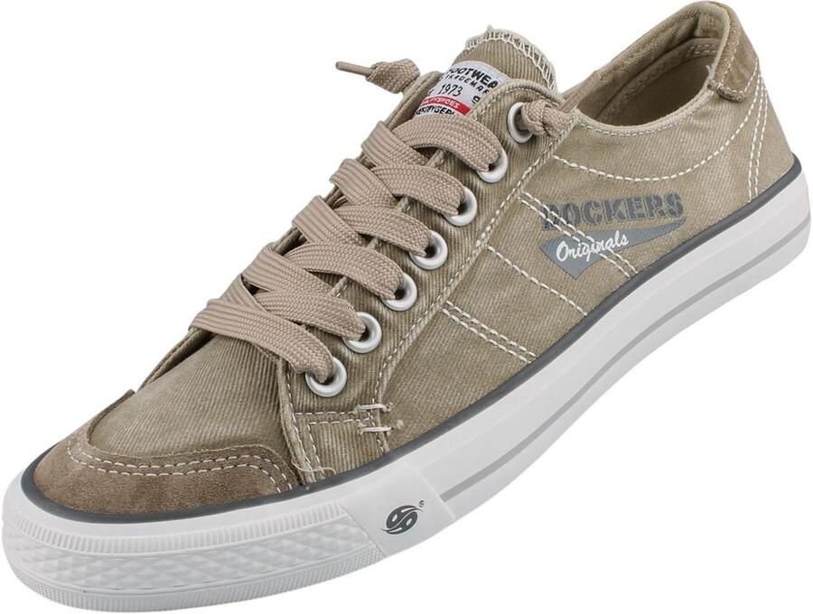 Dockers by Gerli Slip-on sneakers vrijetijdsschoen retro sneaker fake veters in coole jeanslook
