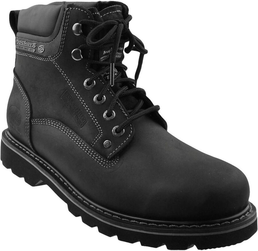 Dockers by Gerli Zwarte boot Geveterde laarzen zwart Leer Biker Industrial Rock wear - Foto 2