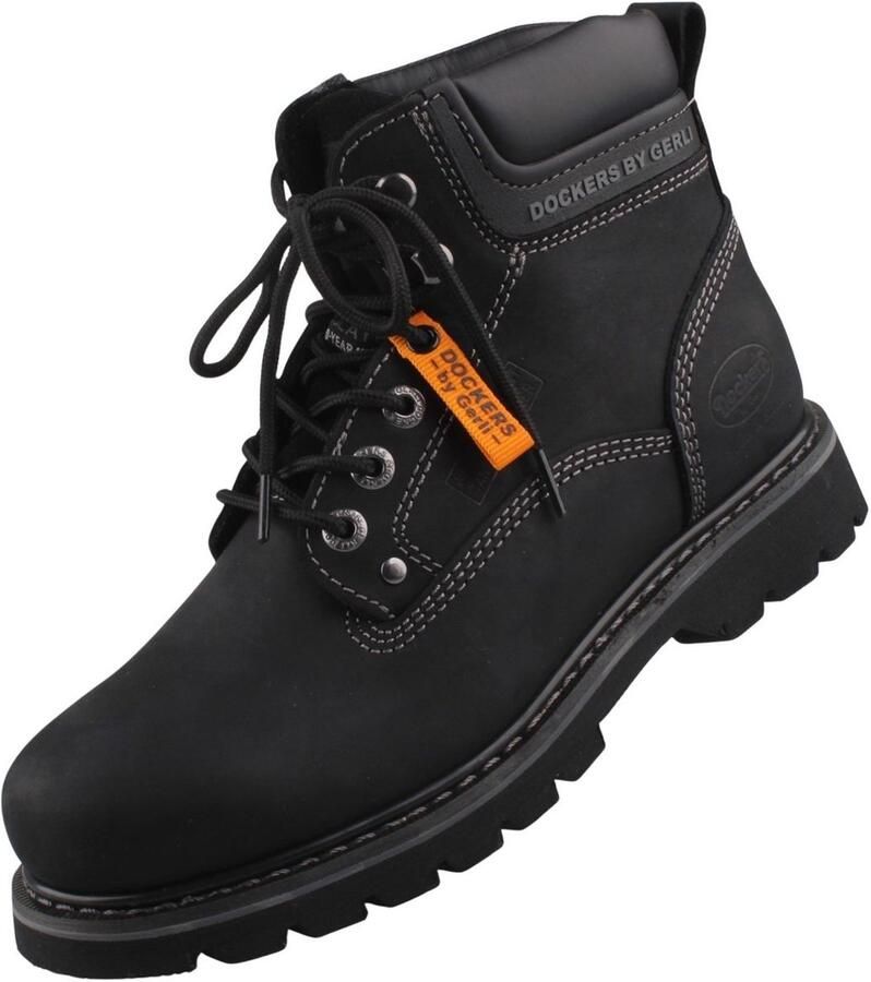 Dockers by Gerli Zwarte boot Geveterde laarzen zwart Leer Biker Industrial Rock wear - Foto 2