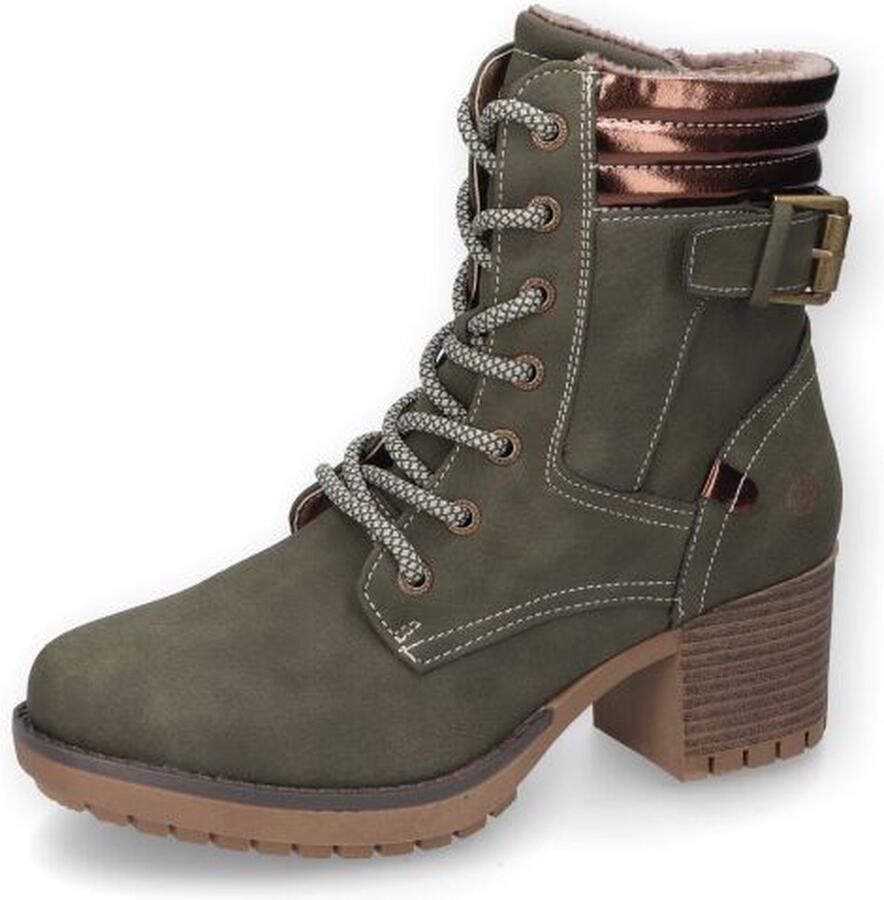 Dockers by Gerli Schnürboots Geveterde laarzen groen Leer Rock wear