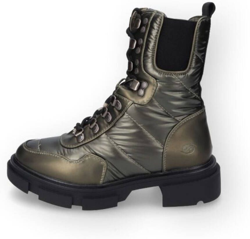Dockers by Gerli Schnürboots Geveterde laarzen groen-zwart PVC Dames Rock wear
